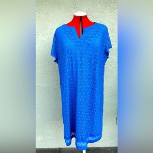 Isaac Mizrahi Live Bright Bold Blue Lacey Dress. 2X. EUC.
